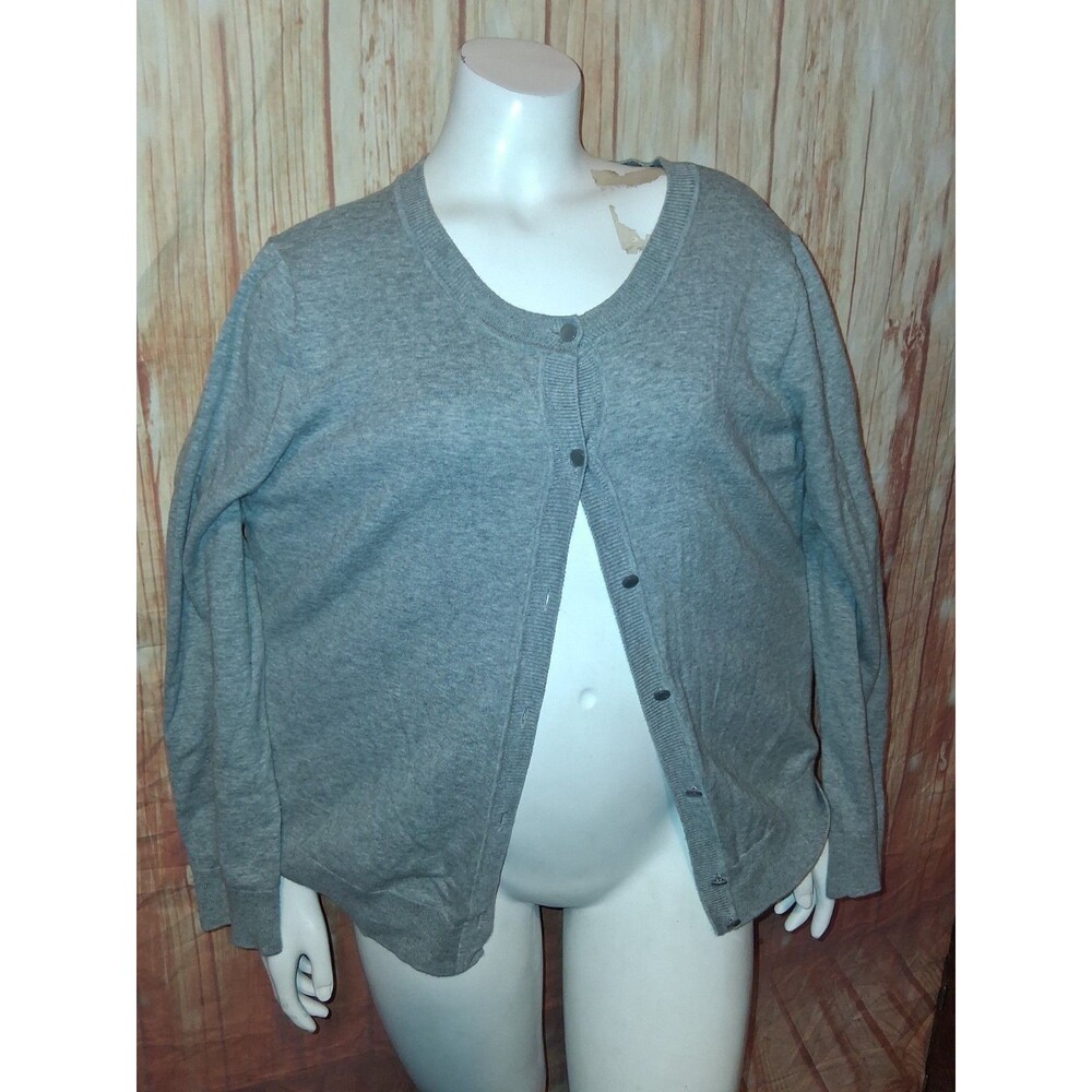 Talbots Gray Long Sleeve Button Up Cardigan Sz XL